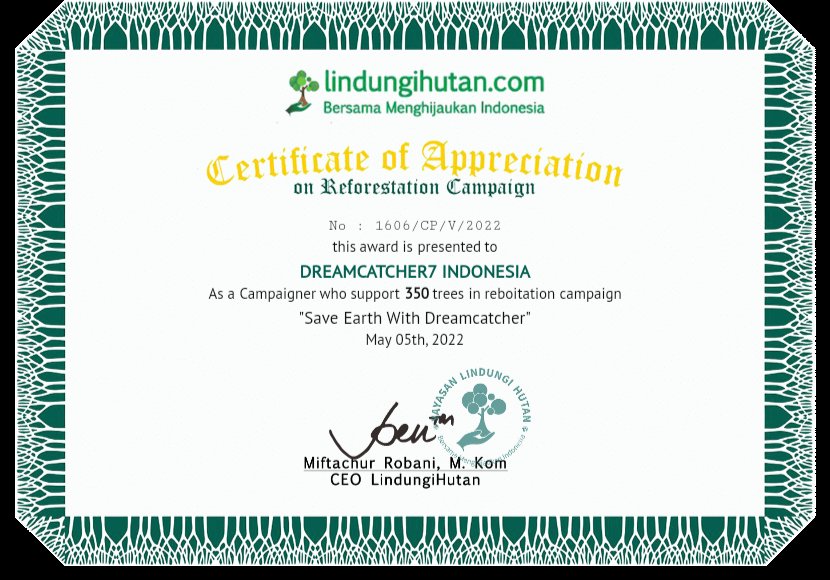 Dreamcatcher7ID's tweet photo. InSomnia Indonesia telah berdonasi 350 pohon via lindungi hutan untuk merayakan @hf_dreamcatcher #Dreamcatcher1stWin dan menjaga kelestarian bumi 🌱 https://t.co/UH880MZoFe
