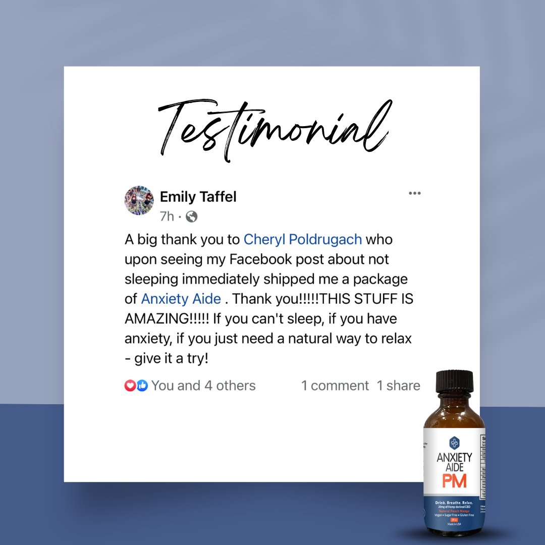 AnxietyAide's tweet photo. Everybody needs a little help now and then. Trying our products for the first time, of course, there are doubts, but give us a try and be pleasantly surprised. Anxiety Aide is a natural way to get some peace when you need it most.
#cantsleep #sleeprelief #naturalproducts https://t.co/PGKdmJYMTU