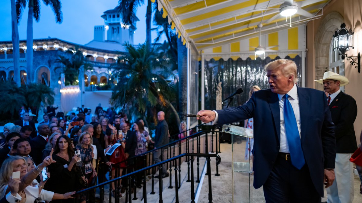 RealMarkFinchem's tweet photo. What an amazing time at Mar A Lago. We had a great turnout and President Trump was fired up. The attendees were fired up. You could tell there was energy there. https://t.co/8UNkhXV3lq