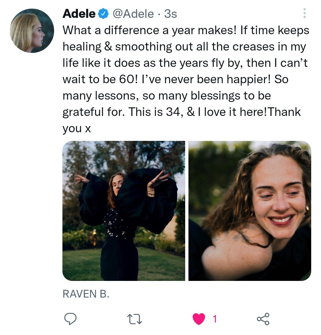 HelloitsAdele's tweet photo. @Adele @RAVIEB I was the first!
I love you Adele thank you for saving my life, happy 34 years my sun 💚 https://t.co/LE1H0UytSe