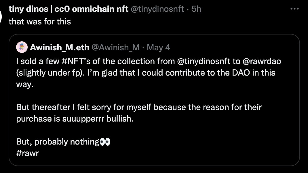 sybarite_eth's tweet photo. on-chain(accessible by anyone)? I just don't like when there is peer pressure in the group. If I am wrong please say so. I did not announce the sale: the seller did. I did say Dinos were not safe(They were untransferable before the deployment of Gnosis to Poly). https://t.co/IgaMqrlwdN