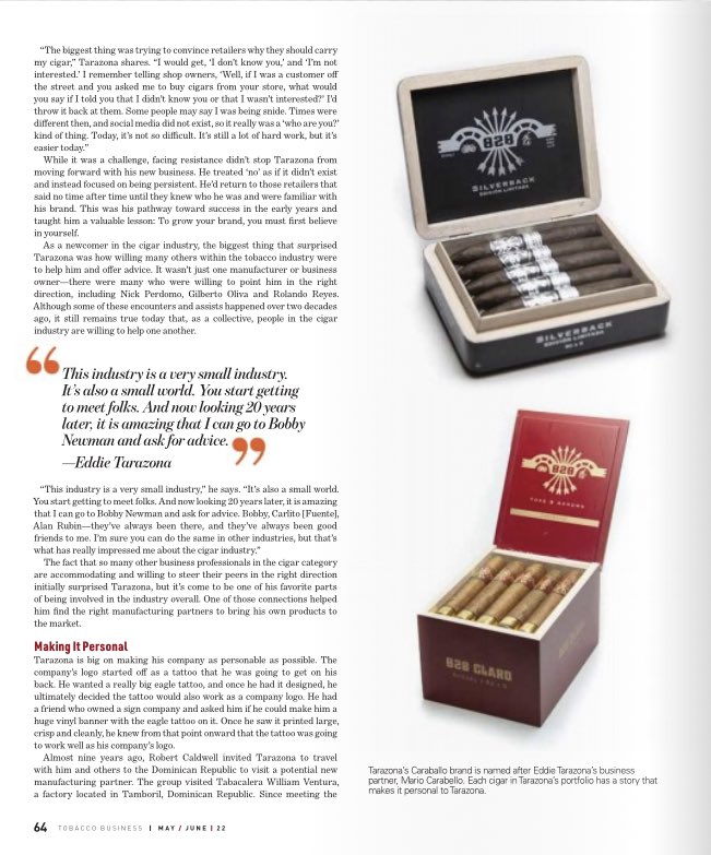 MrEddieTarazona's tweet photo. Truly honored to have been mentioned in the latest edition of @TobaccoBizMag. Absolutely enjoy this industry and all it brings. #DoItWithPassion #DIWP #cigars https://t.co/UH1zPq1sLh