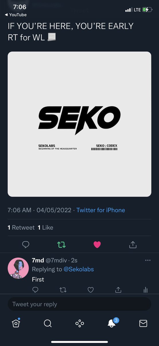 7mdiv's tweet photo. @Sekolabs Just to make it clear i was the first ever like and retweet!! 🔥🔥 https://t.co/O4cnC1MjXt