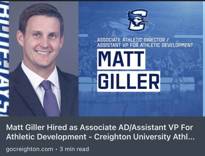 Always great seeing MHS Alum making waves across the country. Came across this announcement about Matt Giller. Congrats Matt!