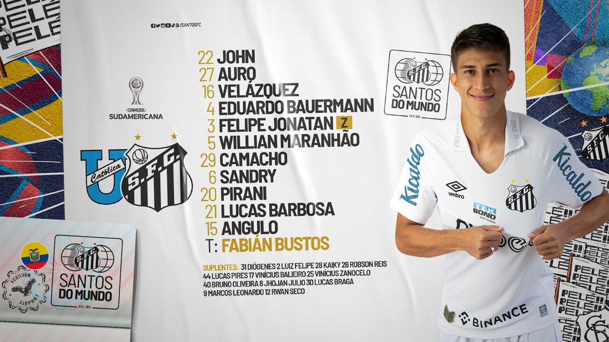 SantosFC's tweet photo. PEIXÃO ESCALADO! ⚪⚫ #UNQxSAN https://t.co/aOTdnM6CpT