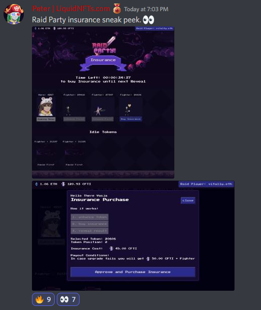 RP_Scouts's tweet photo. 👀👀Come check out sneak peek of @raidparty (unofficial) insurance by @PeterGirr ! Coming 🔜...

#party🎉$CFTI https://t.co/AoVuDCG5LQ