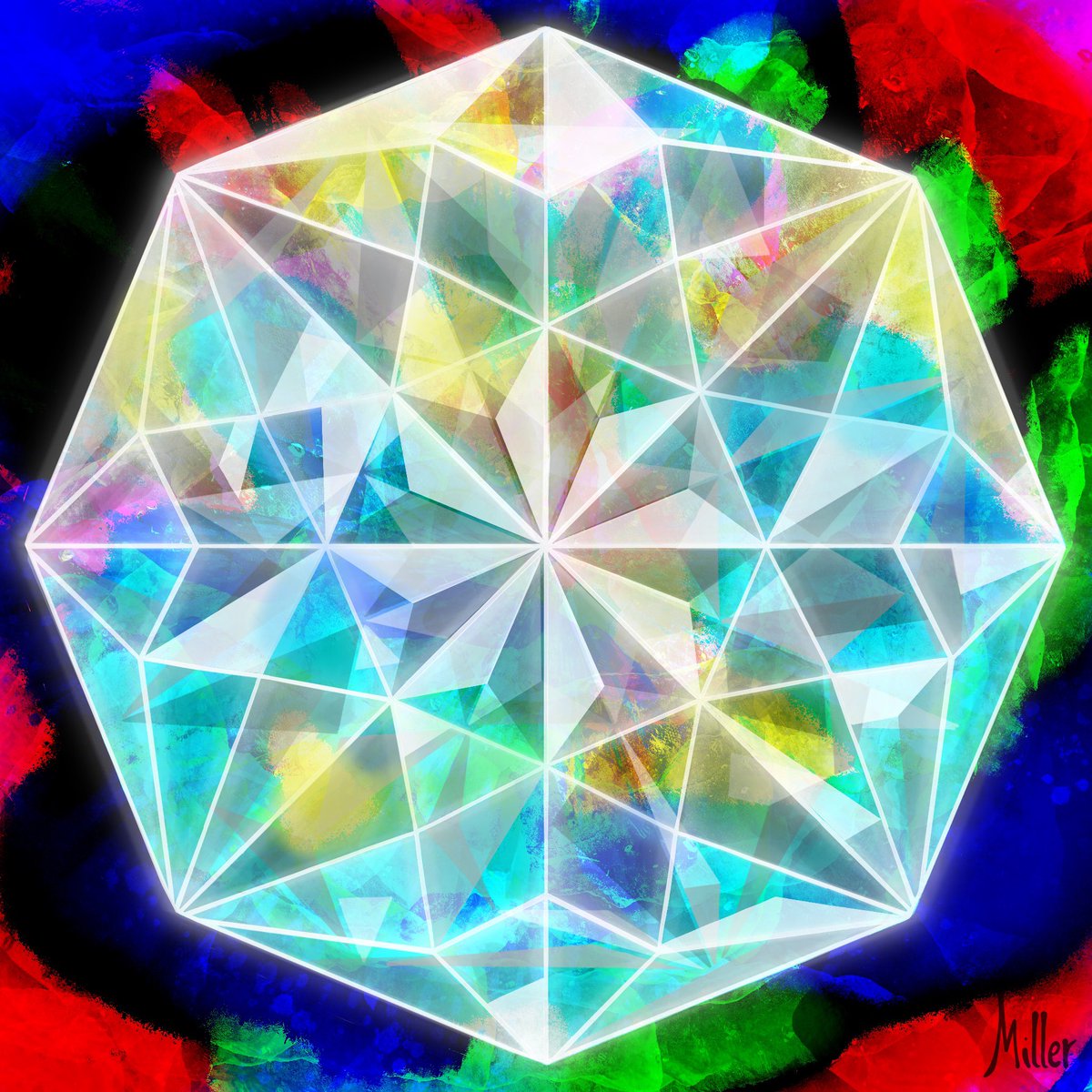 newmicro2's tweet photo. My attempt at a “dichroic diamond”.  Probably would have been a bit easier in 3D tbh 😅, but fun nonetheless.

#procreate #illustration #art #digitalart https://t.co/sRc3bjCgcU