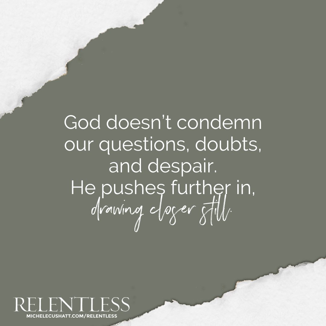 MicheleCushatt's tweet photo. He is the God who never leaves you.
#Relentlessbook #RelentlessGod https://t.co/njenjLD2bP