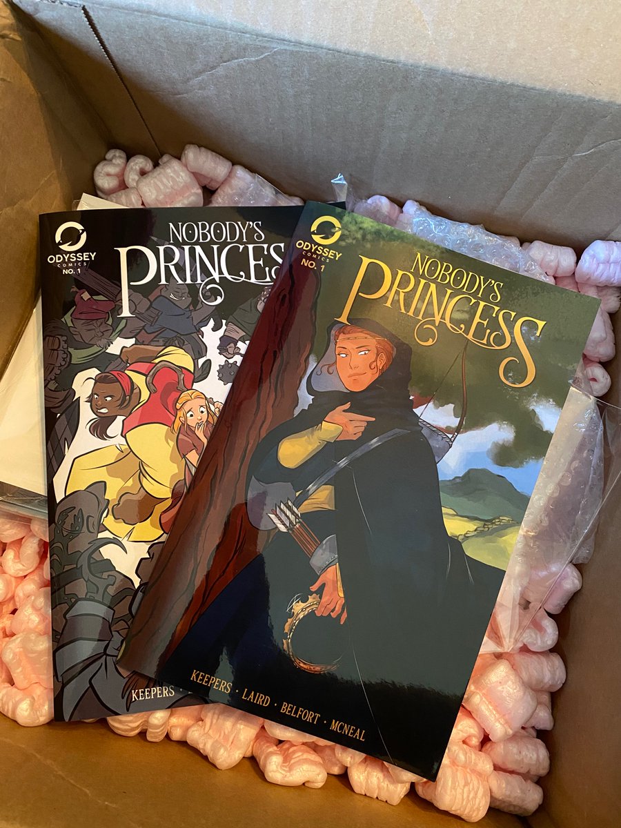 comics_odyssey's tweet photo. Fresh off the press, our first run of Nobody’s Princess #1 ⚔️ 👑  has arrived and they are gorgeous! Beautiful covers by @OwlRoostArt and @JayPFosgitt really pop! The quality is excellent. Folks are in for a treat! #indiecomics #comicbooks https://t.co/WZzQx6IfEt