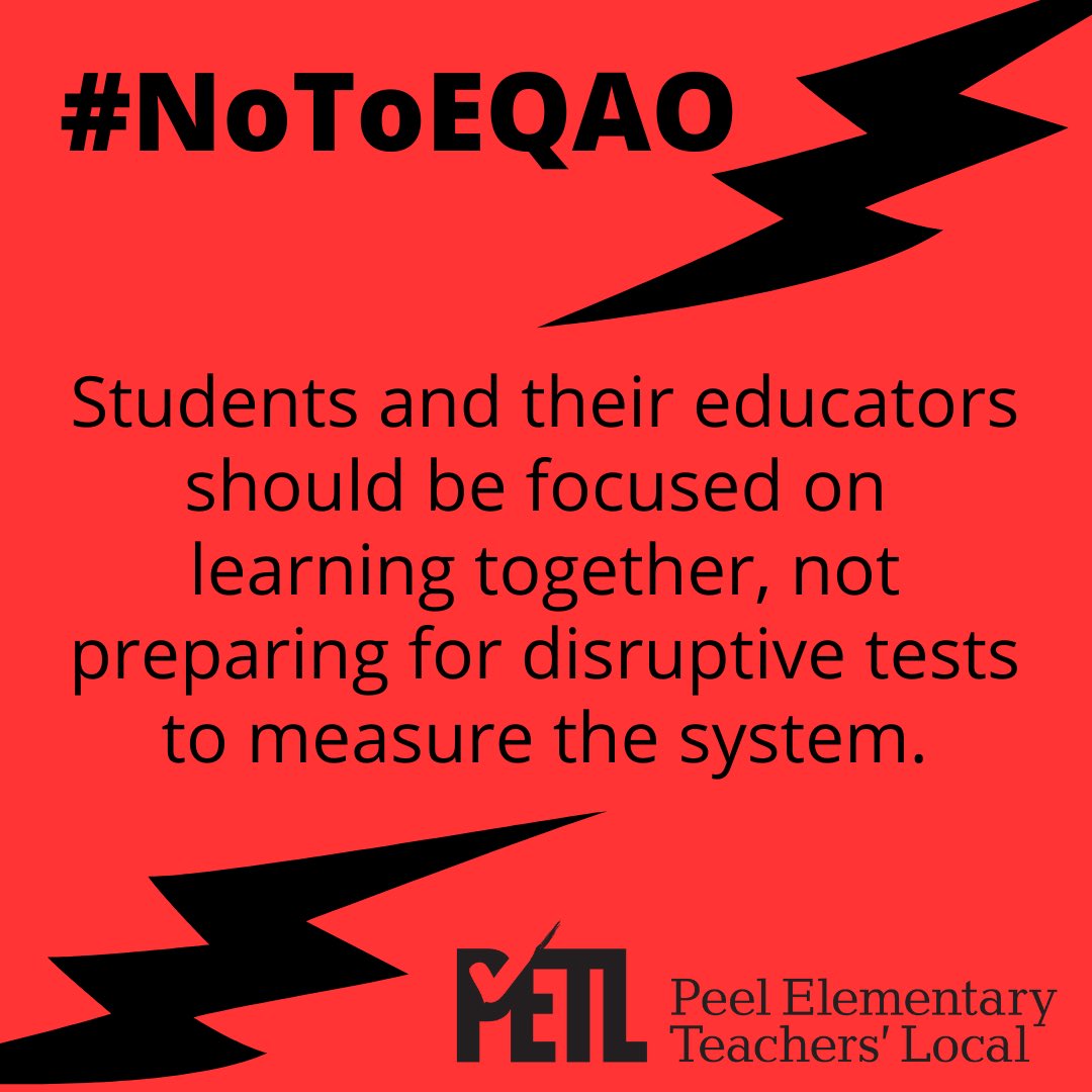 Our full suite of shareables for tomorrow night’s <a href="/ETFOPeel/">ETFO Peel</a> #NoToEQAO Twitter Storm. Only some of the reasons why putting our students through a standardized test now is unnecessary &amp; irresponsible. #ETFO #onted #onlab 1/2