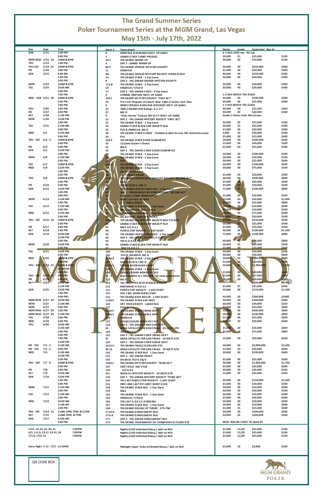 MGM Grand Poker Room on Twitter "Millions Guaranteed MGM Grand Summer