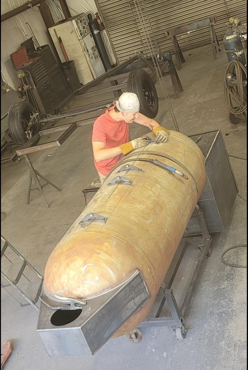 tank4daCubz's tweet photo. The new smoker is coming along!!! Week to 10 days out I think...cutting doors tomorrow. Got the paint & the wheels and the trailer frame is about to be flipped for fit up!!!😎🔥👊
#HellYeah #250Trailer #SmokerBuild #Offset #StickBurner #BBQ #TXBBQ #FtWorth #PaintItBlue https://t.co/S74jRCYvlI