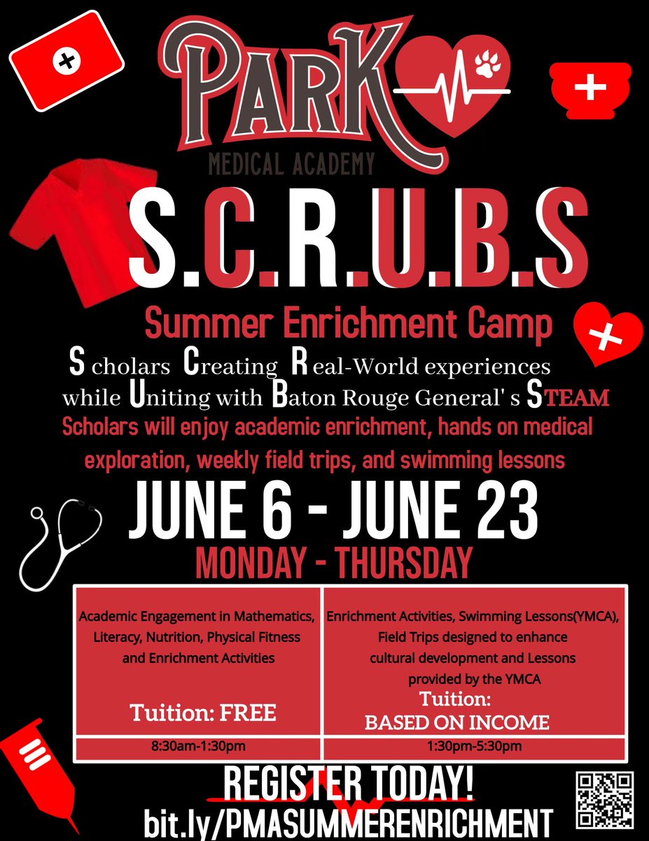 We are hosting our very own Summer Enrichment Camp! All EBR students (entering K-6 for the 22-23 school year) are invited to attend our district’s ONE and ONLY Elementary Medical Focused Enrichment Camp. Register TODAY!