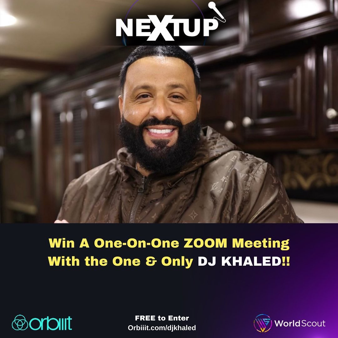 WorldScout's tweet photo. Can you imagine yourself having a private Zoom call with @djkhaled? This is just one of 3 Grand Prizes for the 1st Place Winner of the NextUp Online Music Competition hosted/judged by, DJ Khaled.🔥 
.
Judges Panel:
💎@djkhaled
💎@weworking
💎@jeffjuin
💎@djtoddterry https://t.co/sPDDWVE0u6