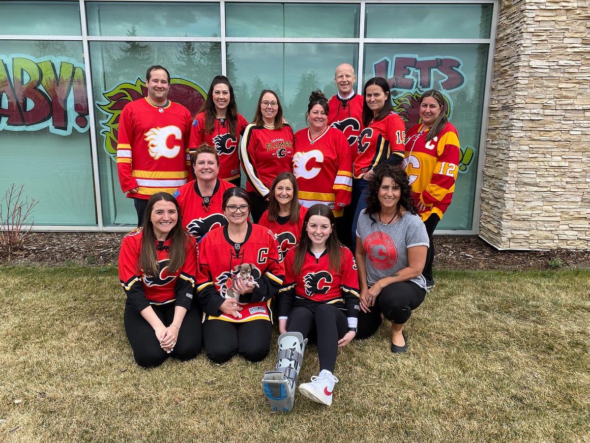 MasuchLaw's tweet photo. Today at the Calgary office we are repping our Flames jersey’s in support of the Calgary Flames for playoffs! 

🔥 GO FLAMES GO! 🔥 

Who are you cheering for ? 📣 
•
•
•
•
•
•
•
•
#goflames #nhl #calgaryflames #sports #hockey #lawfirm #masuchlaw #support https://t.co/hTpdMrBpto