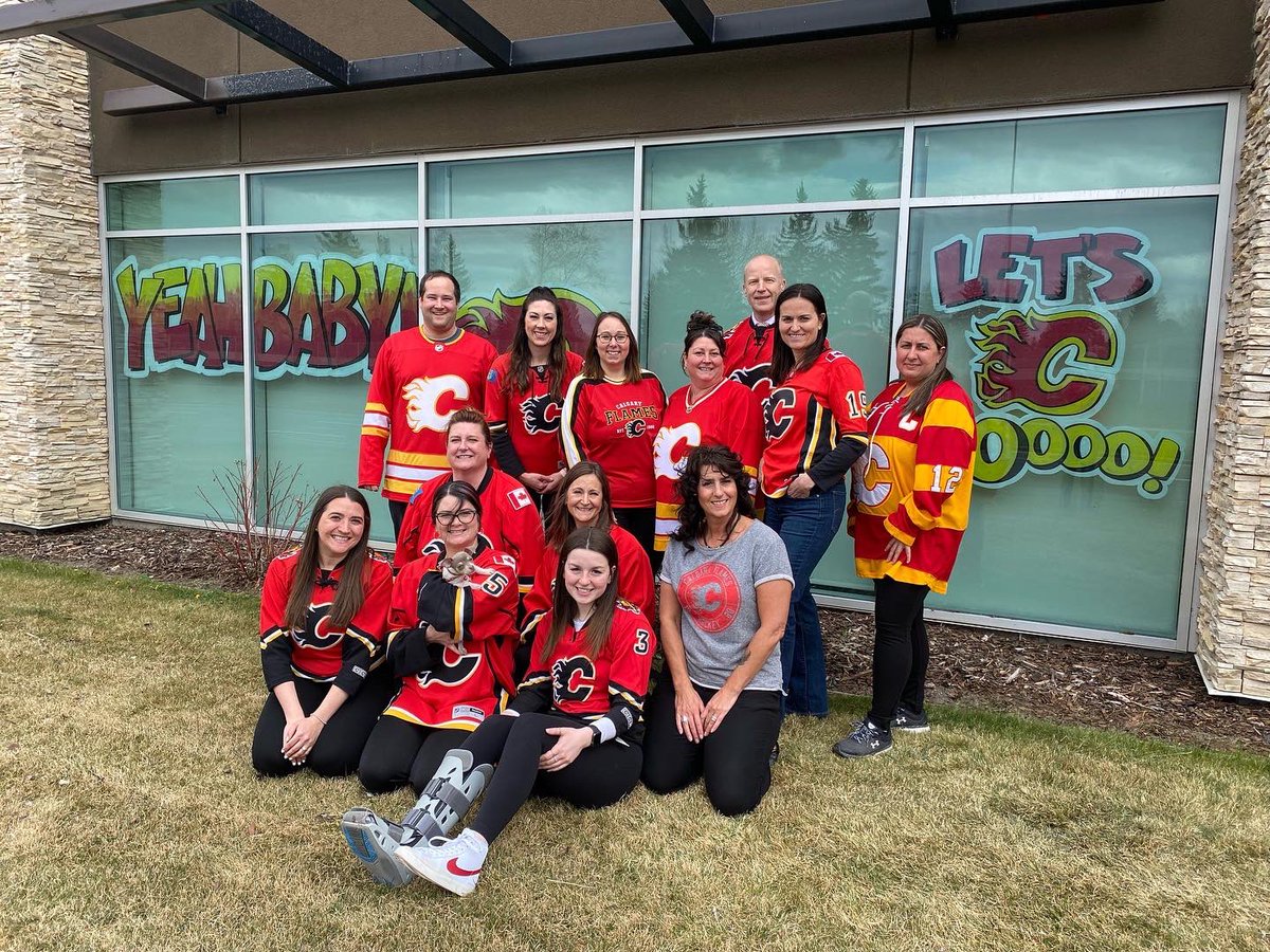 MasuchLaw's tweet photo. Today at the Calgary office we are repping our Flames jersey’s in support of the Calgary Flames for playoffs! 

🔥 GO FLAMES GO! 🔥 

Who are you cheering for ? 📣 
•
•
•
•
•
•
•
•
#goflames #nhl #calgaryflames #sports #hockey #lawfirm #masuchlaw #support https://t.co/hTpdMrBpto