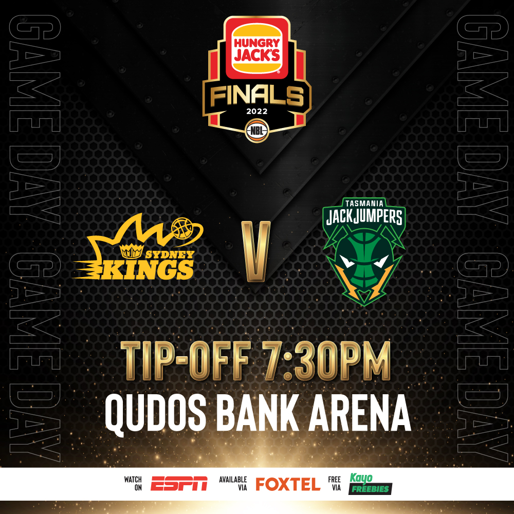 JackJumpers's tweet photo. It's FINALS time! 🏆

Sydney Kings v Tasmania JackJumpers in #NBL22 Grand Final Game 1 from 7:30pm at Qudos Bank Arena.

Tune in live on @ESPNAusNZ / @kayosports / @Foxtel or head to our JackJumpers live sites in Hobart, Launceston, Devonport and Burnie - https://t.co/5I7UFOG1xm https://t.co/PaXmTyOSv5
