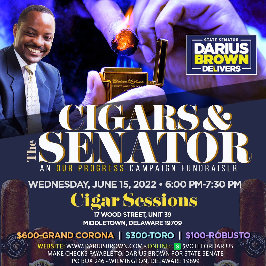 VoteforDarius's tweet photo. #Cigars and The Senator on Wednesday, June 15th 6pm-730pm #OurProgress https://t.co/si6mCYcJkm