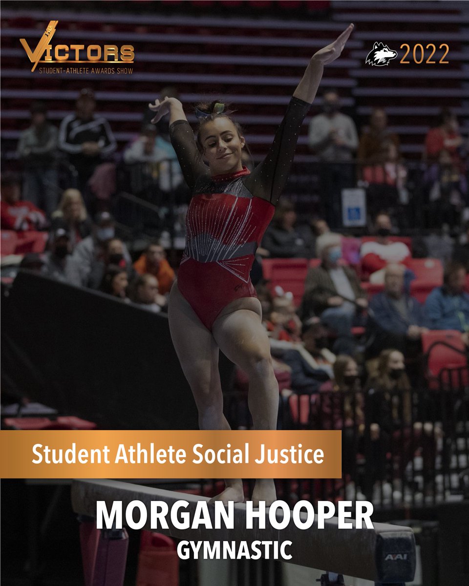 The Student Athlete Social Justice Award goes to <a href="/nottaHOOPER3/">Morgan Hooper</a>! Morgan has been a steady voice in working towards belonging during her career as a Huskie. <a href="/Niugymnastics/">NIU Gymnastics</a> #NIUVictors22