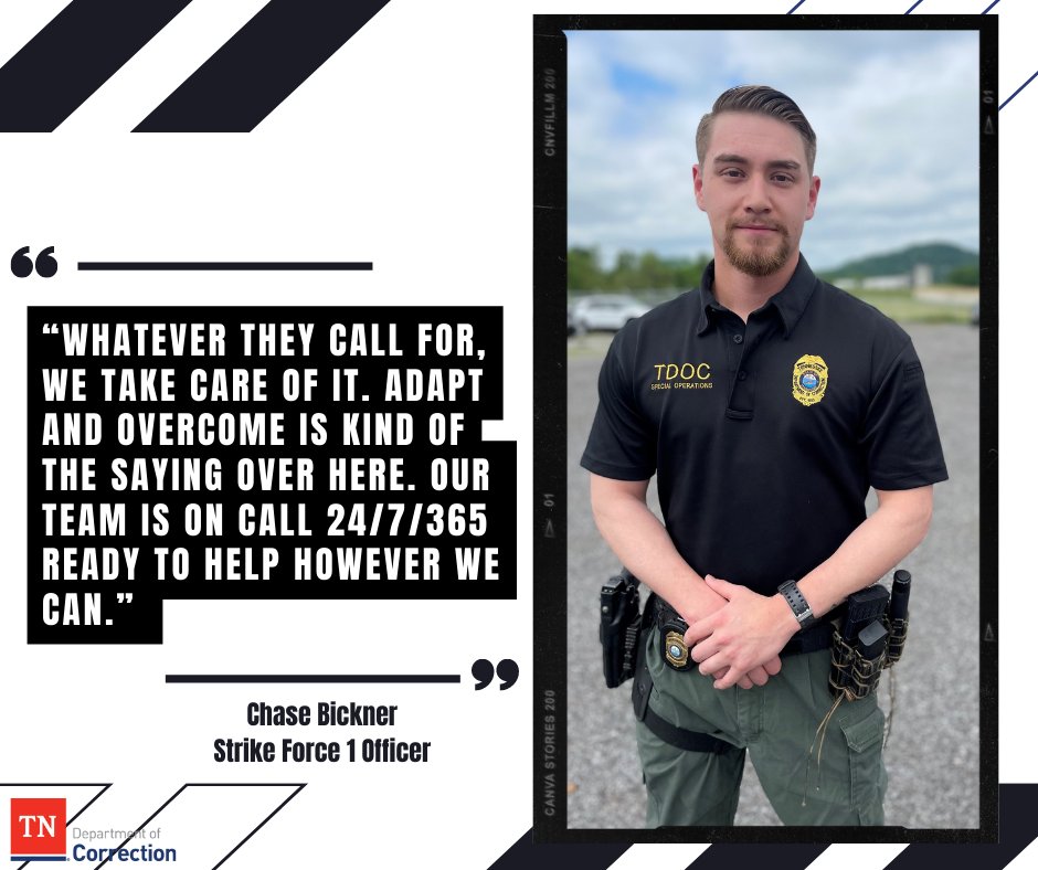 TNTDOC1's tweet photo. Strike Force Officers perform everything from the most minimal to the most extreme task. From institutional searches to negotiations, high-risk transports to trainings, Strike Force provides operational support to every division within TDOC. #CorrectionalProfessionalsWeek https://t.co/4GtnoOimd8