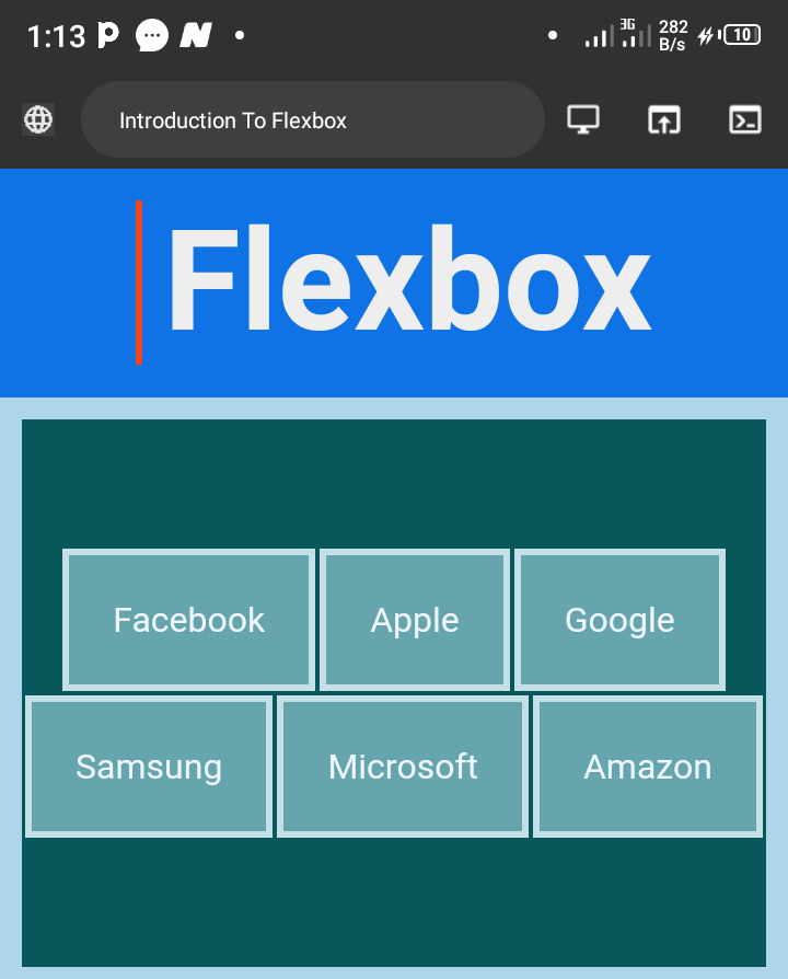 dnjosh10's tweet photo. Day 4 of my #100DaysOfCode
Flexbox, #flexbox and flexbox.
Nothing but flexible box
#teachersWhoCode
#webdev
#codewithjosh
#css
#html5 https://t.co/6r8X8OMZrs