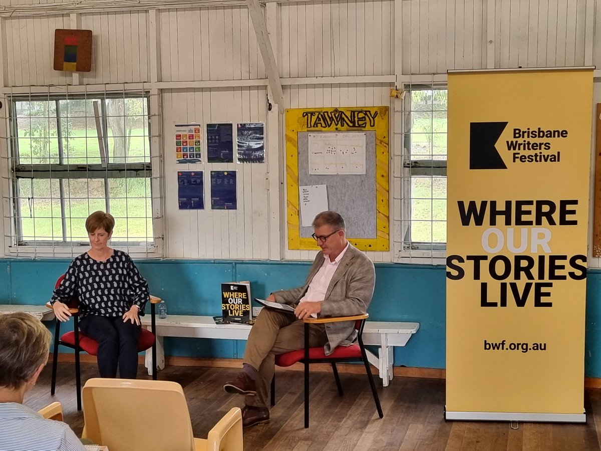 kultanick's tweet image. Margaret Cook @mcookhistory and Sandy discussing "A River with a City Problem" at the Brisbane Writers Festival. #BWF2022 #UQP