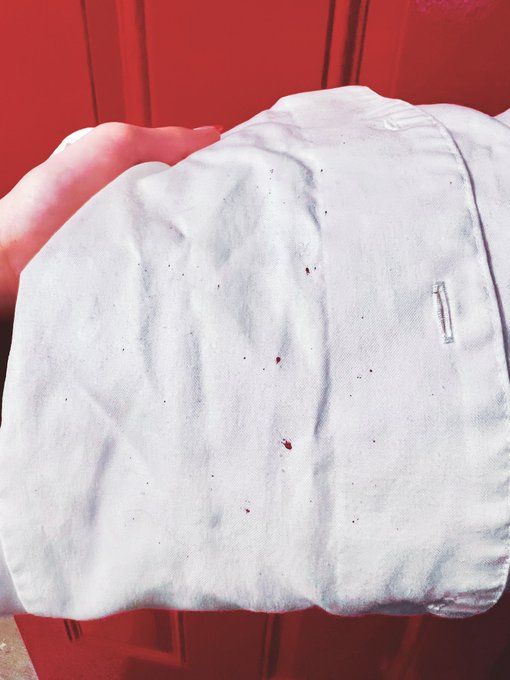 Nothing like blood spatter on my shirt to prove the clients had a good time today 😈 https://t.co/B6G<a href="/tag/corset"class="tags"><span>#corset</span></a><a href="/tag/leggings"class="tags"><span>#leggings</span></a><a href="/tag/blackleather"class="tags"><span>#blackleather</span></a><a href="/tag/reddoordunge"class="tags"><span>#reddoordunge</span></a>