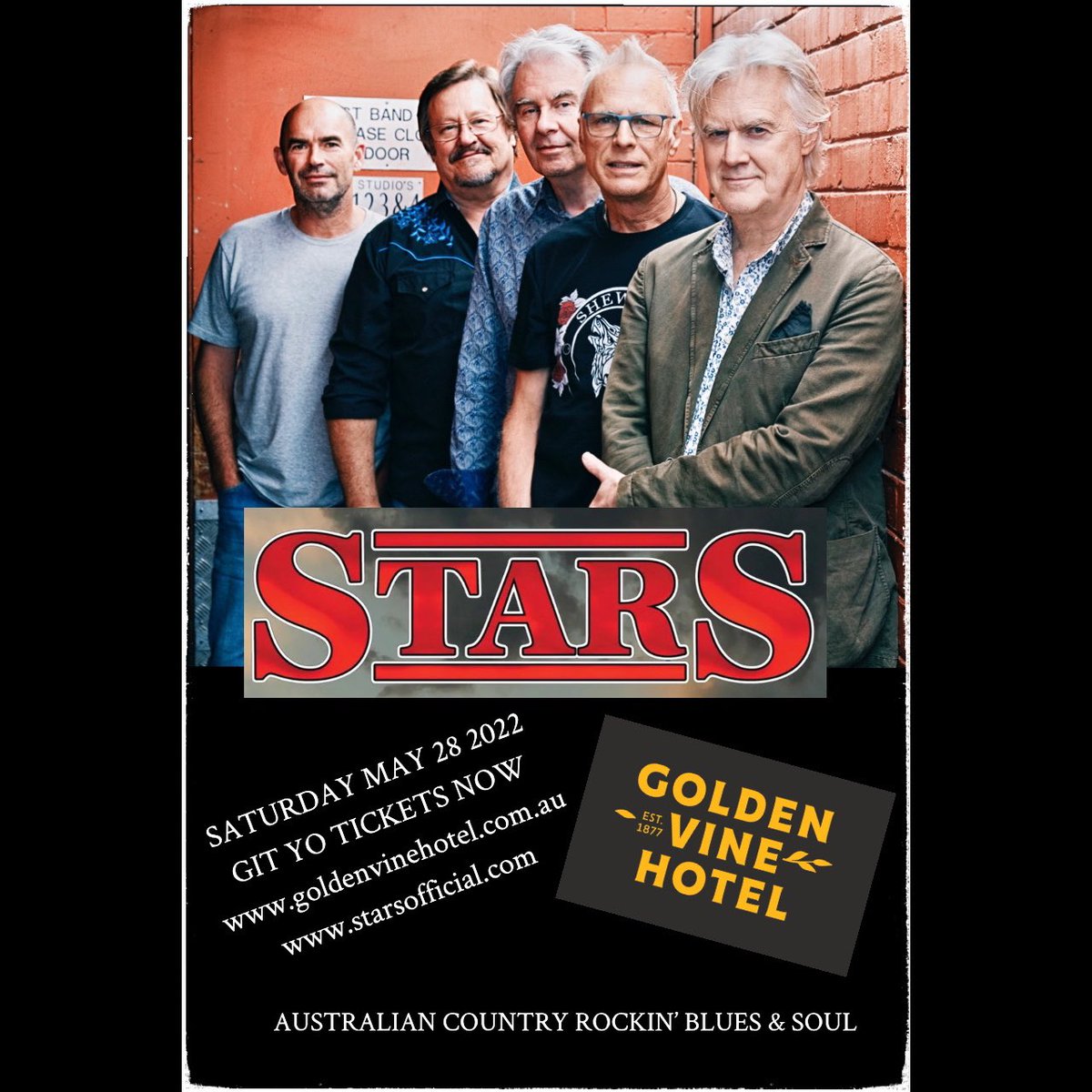 StarsOfficial2's tweet photo. Must be 30 odd years since we played Bendigo, we’re very much looking forward to the return. We hear tix are selling brilliantly so get in quick, love to see you there    https://t.co/CWmrVPWwNs https://t.co/eSNlhVsDuo