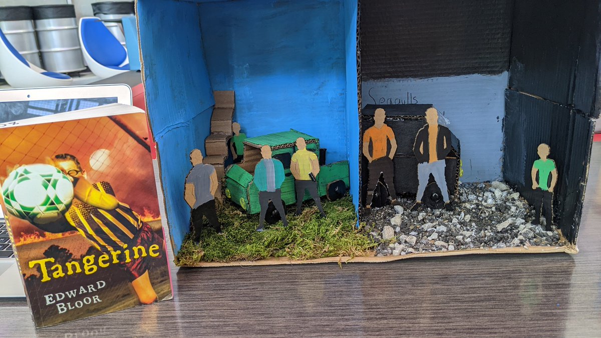 mrskbholder's tweet photo. 7th graders created their own interpretations of character development/perspective from our novel study of Tangerine by Edward Bloor. They received feedback based on the rubric from people around the school-Awesome! @EminenceSchools #MuseumDays https://t.co/sXQXg6oAHq
