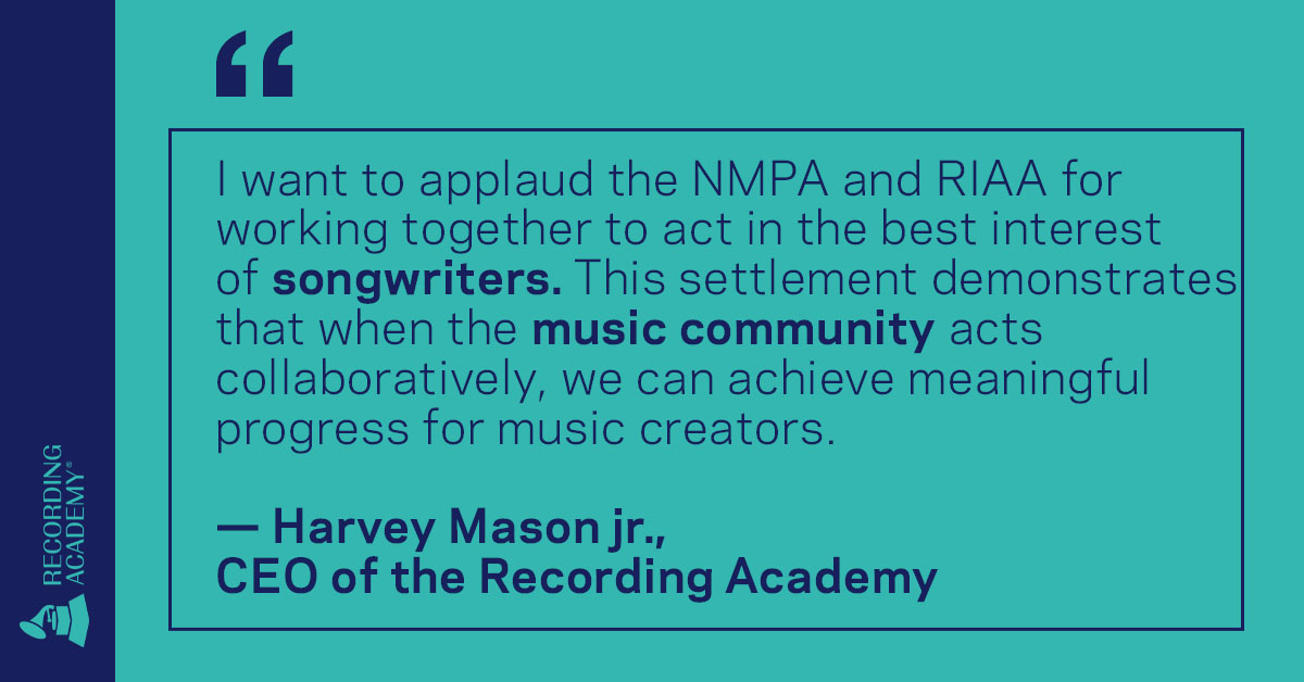 GRAMMYAdvocacy's tweet photo. 🎶 Important news for #songwriters and #composers! 

Record labels and publishers inked a major settlement, moving from 9.1 cents to 12 cents per track for US mechanical royalties on physical sales: https://t.co/npXqFIr0Rs

(1/3) https://t.co/wziG0Vs2sh