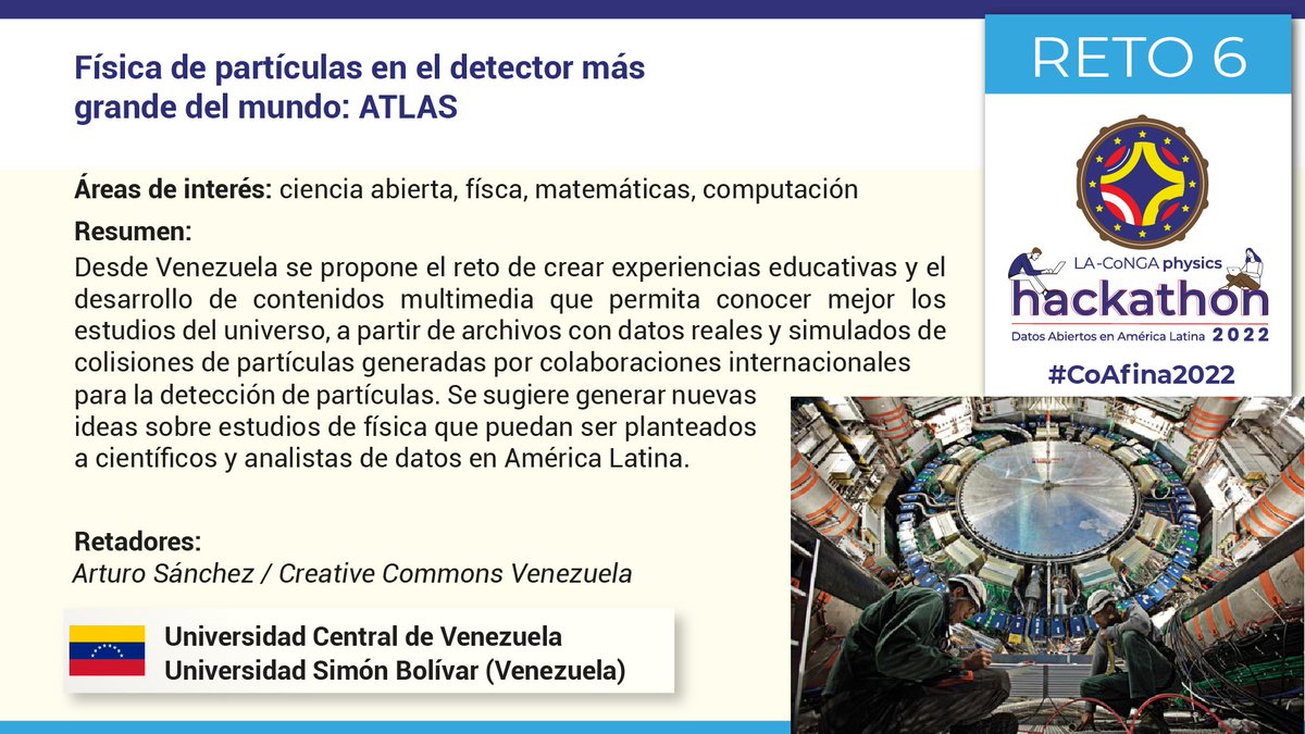 elbongophysics's tweet photo. El #Reto6 busca generar ideas sobre nuevos enfoques para el estudio de #FísicadePartículas desde #DatosAbiertos. #Venezuela @campusb @COFAlumniUSB @UCV_Noticias @Noticienciasucv #CoAfina2022 https://t.co/vcLXeC7sUx
