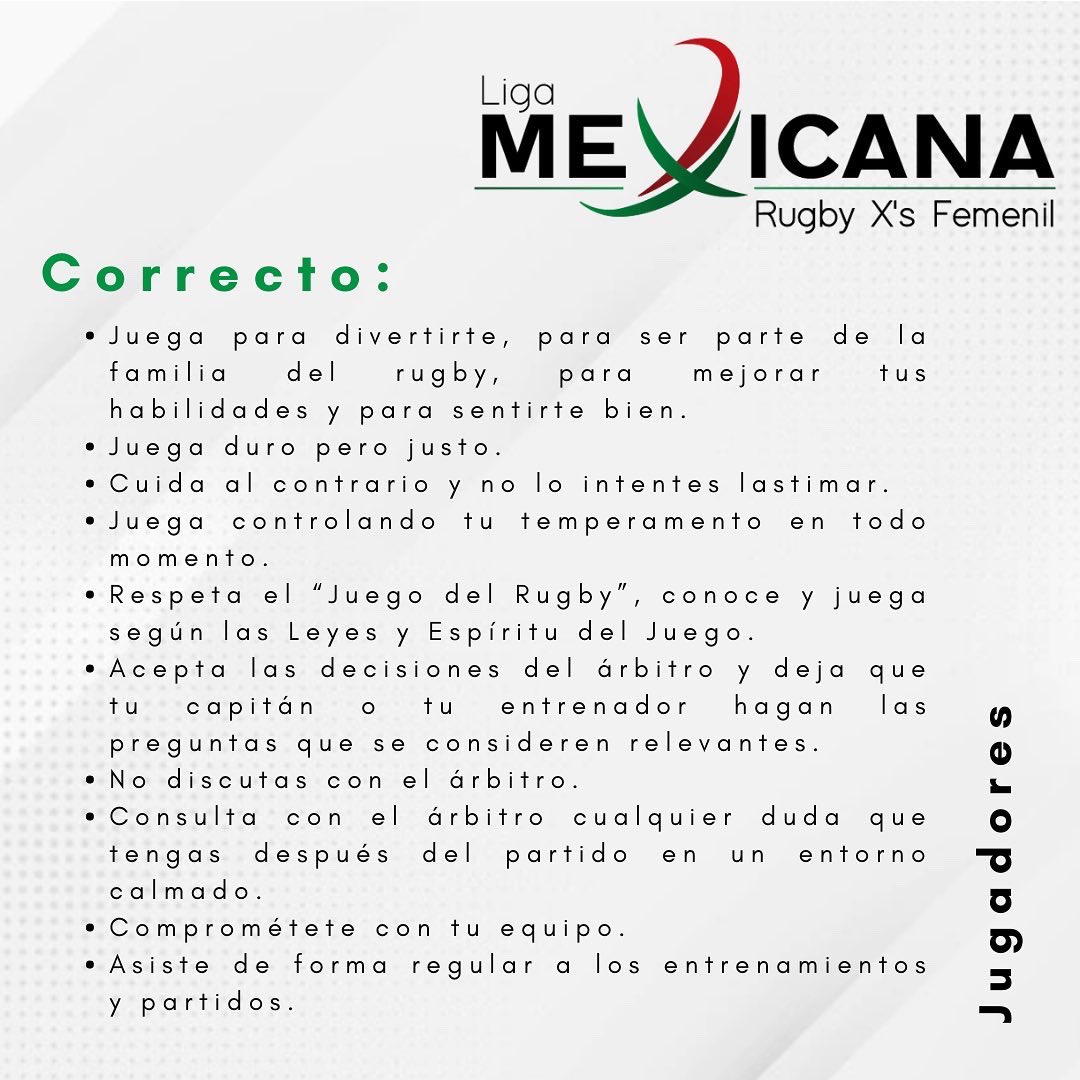 Rugby_Mexico's tweet photo. Es muy importante recordar nuestro código de conducta y disfruta del Campeonato Nacional de X's femenil 🏉🇲🇽

#Rugby #RugbyMéxico #rugbyfemenil #RugbyXs https://t.co/amyan1JfBa