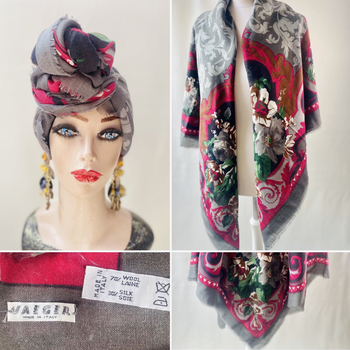 GeorginasVintag's tweet photo. Stunning vintage scarf/wrap, Jaeger, silk &amp; wool available now at https://t.co/T12dJiPEGD  £34 #vintsgescarf #georginasvintage #jaegerscarf #designerscarf https://t.co/IgldN2jMmK