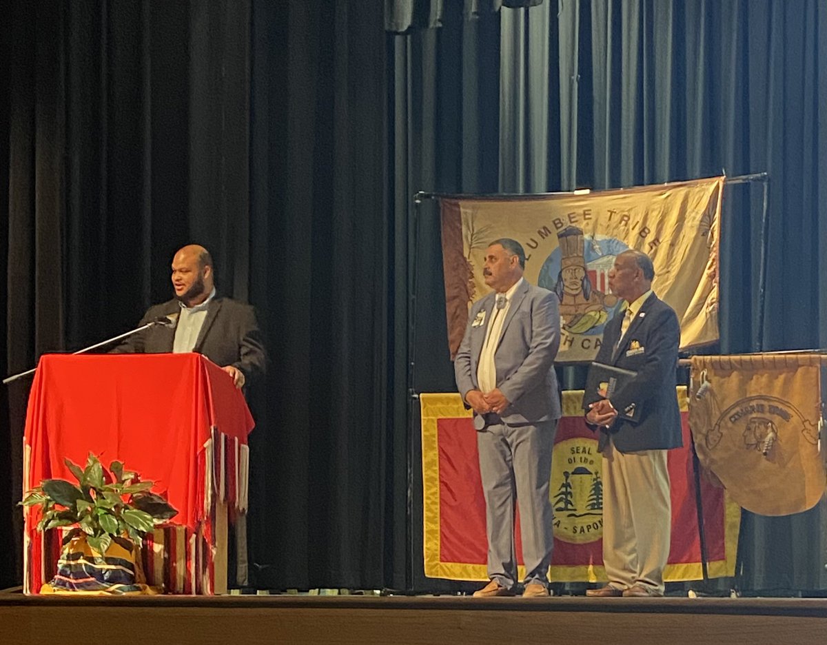 South View HS student Lyrik Scott and Westover HS student Twan Anderson Jr among the 79 students who received their Eagle Feather at the Cumberland County Schools ceremony and UNCP gave 6 students full tuition scholarships
