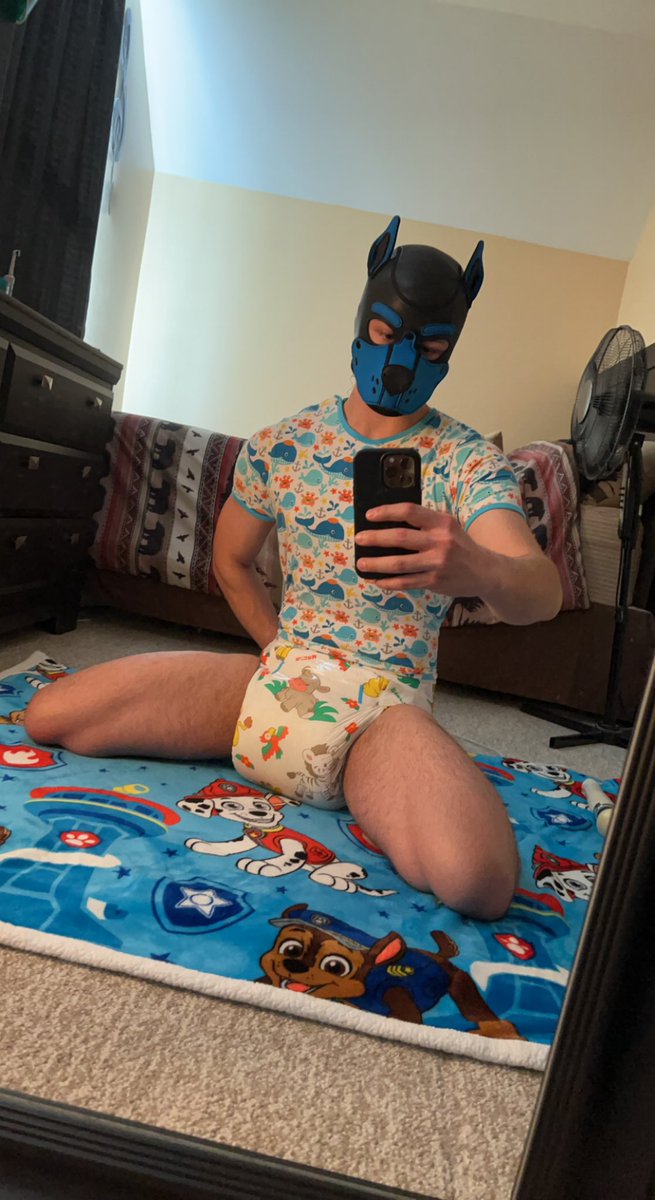 xPupScout's tweet photo. Howdy everyone, I thought I’d give Twitter a go. Here’s my first post of many! #abdl #pupplay #diaperlovers #diaperpup #diaperfur #abdlgay https://t.co/BYskUGe3BR