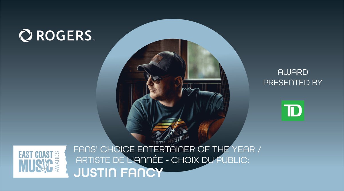 ecmaofficial's tweet photo. The ECMA for Fans' Choice Entertainer of the Year presented by TD (@TD_Canada) goes to...

Justin Fancy (@justinfancy) #ECMA2022 @Rogers https://t.co/MA66NuicHk