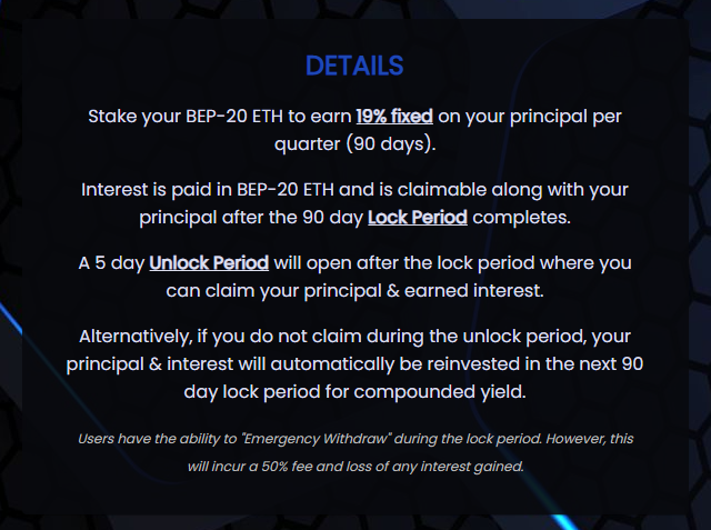 EmpFusion's tweet photo. 🏦 ETH STAKING IS NOW OPEN TO THE PUBLIC!

Stake your BEP-20 ETH to earn 19% fixed on your principal per quarter (90 days).

#EMP #BSC #ESHARE https://t.co/dOoeYzeEoV