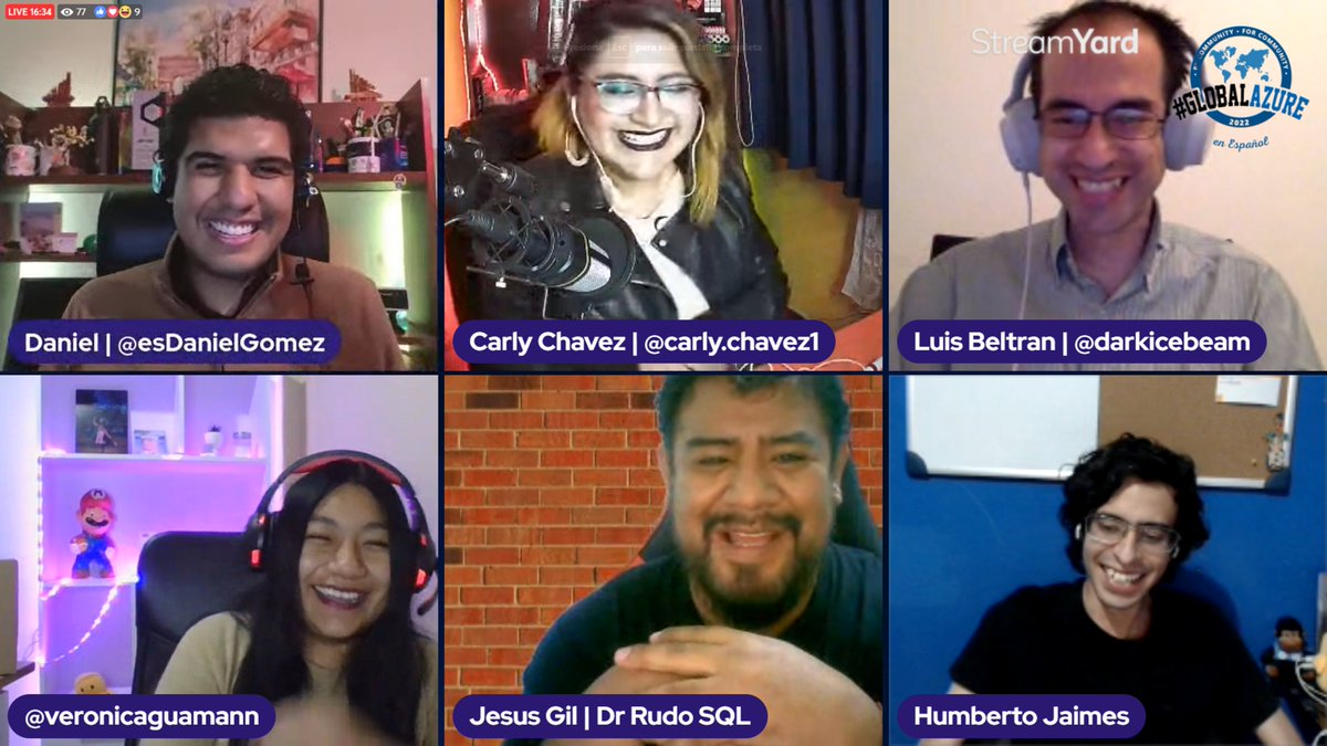 👥 #GlobalAzure En Español ha comenzado!! 🤩

🧑‍💻 En esta jornada estamos aprendiendo sobre Azure Kubernetes Services y una comparativa de SQL Server en Azure IaaS vs. PaaS.

📺 youtu.be/hxUXuDb2vLA

🤳 <a href="/CarlaMamaniCha1/">Carla Vanesa Mamani Chavez</a>, <a href="/darkicebeam/">Luis Beltran</a>, <a href="/veronicaguamann/">Verónica Guamán 👩🏻‍💻☺️❤️</a>, <a href="/jesus_gilv/">Jesús Gil</a>, <a href="/HJaimesDev/">Humberto Jaimes</a>