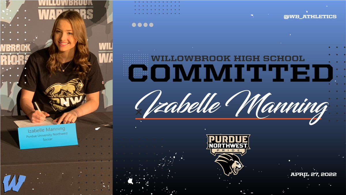 Congratulations to Izabelle Manning on her commitment to continuing her Soccer career at Purdue University Northwest. <a href="/WBHS_GSOCCER/">WBHS Girls Soccer</a>