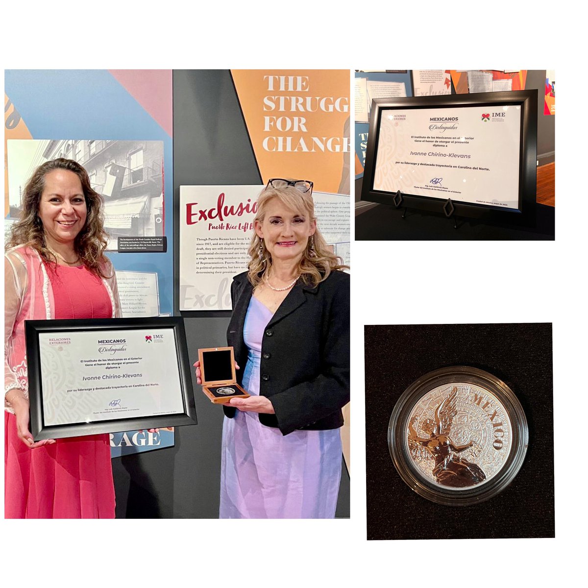 ConsulMexRlm's tweet photo. por su valiosa aportación a la ciencia y tecnología en las Carolinas, la Dra.Ivonne Chirino-Klevans recibe el reconocimiento #MexicanosDistinguidos 
hoy  #5DeMayo
¡orgullosamente mexicana 🇲🇽 e integrante de la @RedGlobalMx! @SRE_mx @EmbamexEUA @IME_SRE 
@ivonne1900 @luisgure https://t.co/eFb6tJfdEj