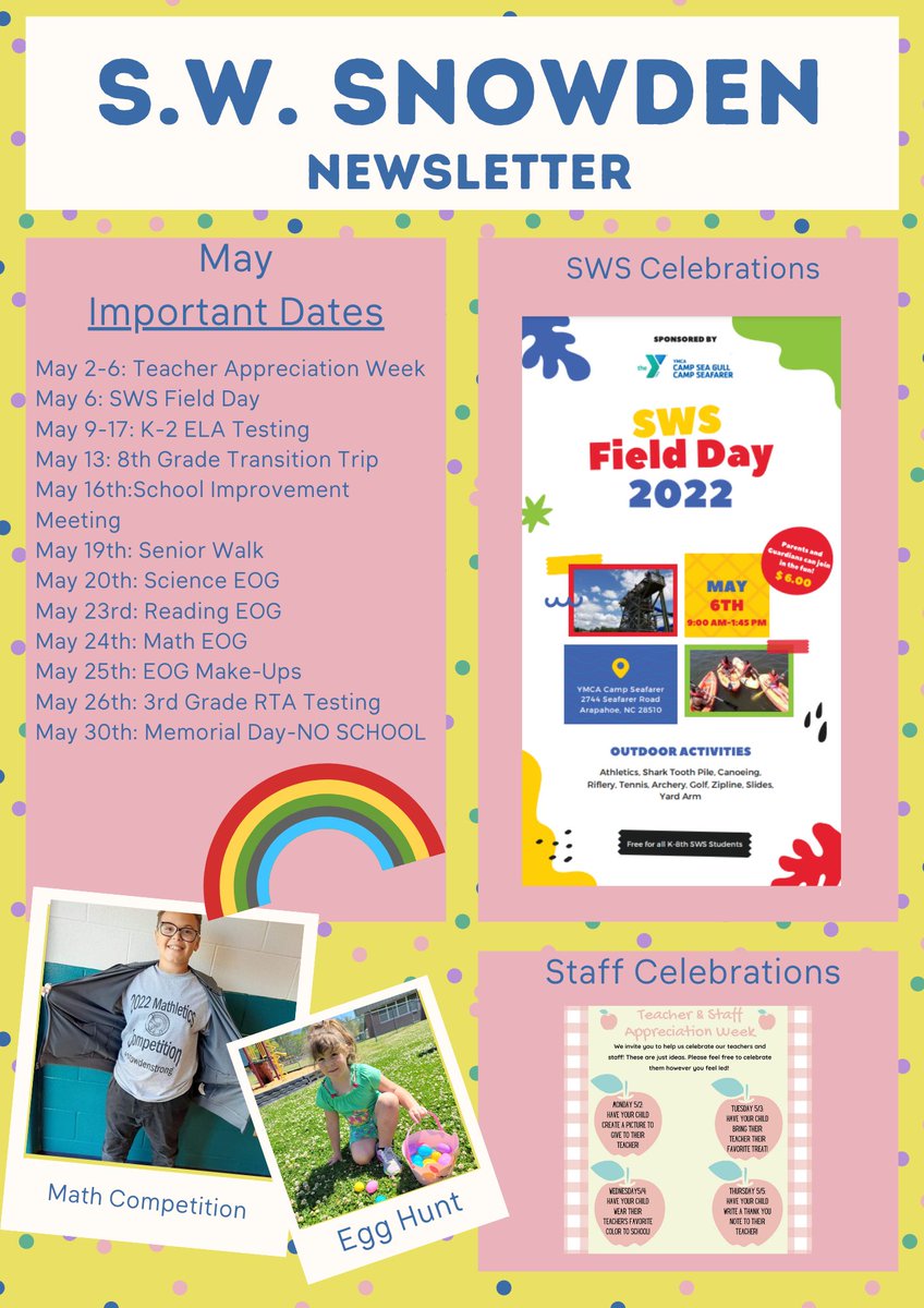 SchoolSnowden's tweet photo. May has started out so strong we forgot to post our monthly newsletter! Still plenty of GREAT things happening, so check it out! #snowdenstrong #togetherweshine https://t.co/0t1TEsKeNj