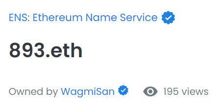 0xDunk's tweet photo. It looks like Wagmi-san has had the number 893 in the plans since the beginning..
he minted 893.eth 7 months ago https://t.co/fjrWcnRfxW