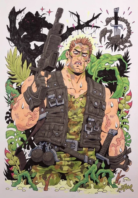 Finally got to draw something PREDATOR related. Here's Dutch. 