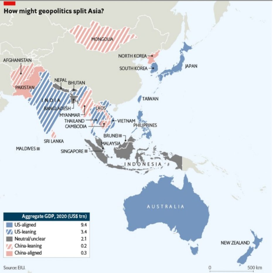 A helpful <a href="/TheEIU/">Economist Intelligence: EIU</a> map on the geopolitical split of Asia: