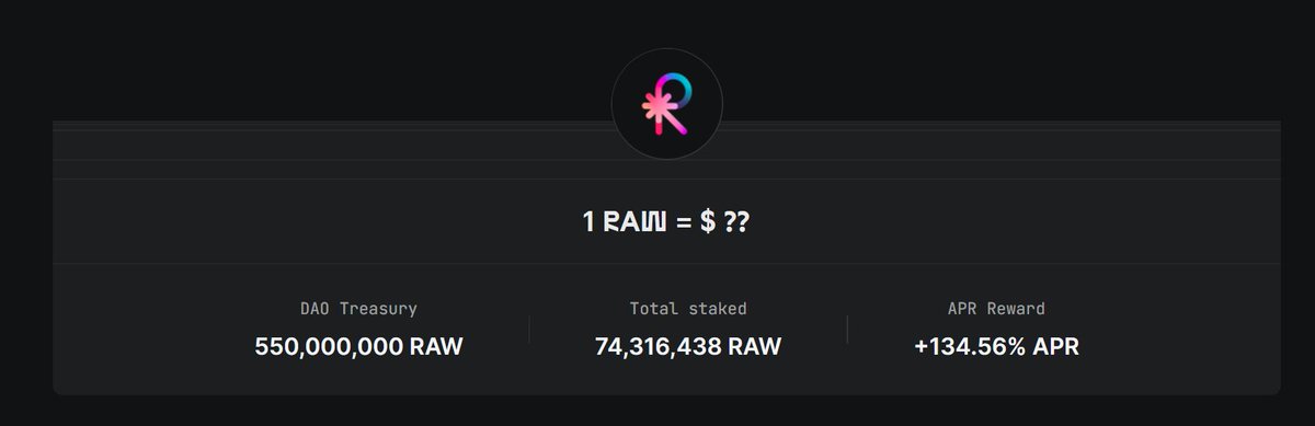 FrauBelz's tweet photo. A juicy 134.56% APR for $RAW has appeard. https://t.co/OoGPX8Iho2
