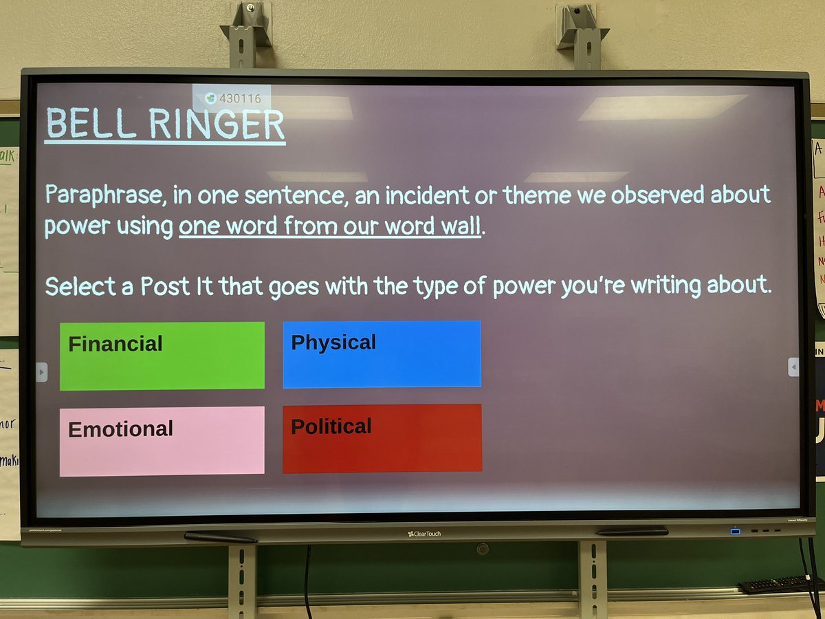 ELA living word wall from Langston Middle School. What a great way for students to interact with words from the text!