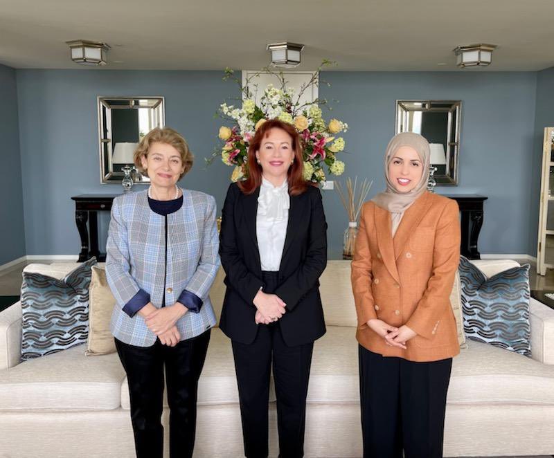 AmbAlyaAlThani's tweet photo. Great conversation today with #womenleaders H.E. Irina Bokova, former DG @UNESCO & H.E. @mfespinosaEC President of the #UNGA73 ,Co-founders of @GWLvoices https://t.co/JpFwN38KDU