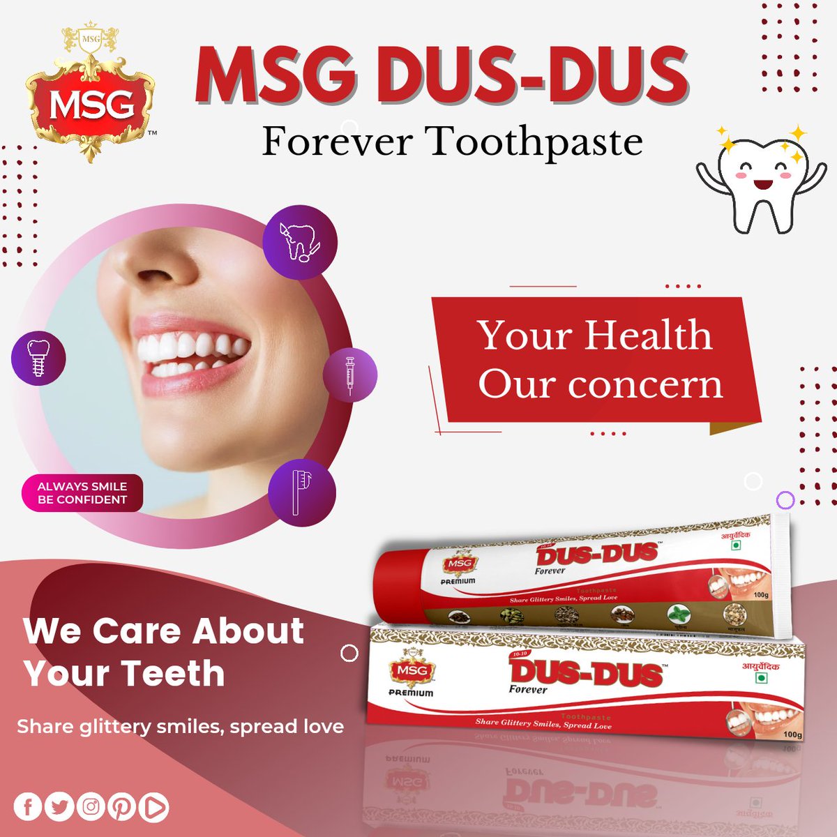 MSGAllTrading's tweet photo. MSG 10-10 Dus-Dus Toothpaste gives you complete oral care.
✔️Packed with goodness of natural ingredients to help keep dental problems away.
✔️ Dus Dus toothpaste is a perfect blend of age-old natural ingredients
Buy Now🛒: https://t.co/prni2BXVUw
#MSGToothpaste
#Covid19 https://t.co/ybQw8H94hc