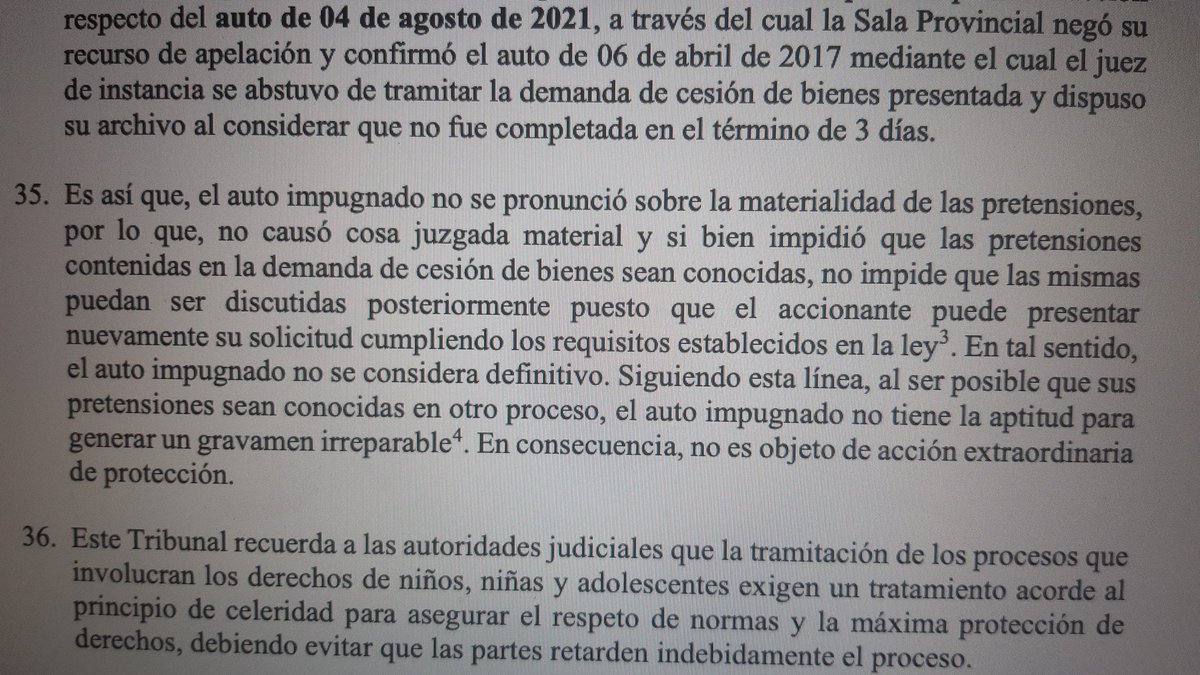 blasquinalvarez's tweet photo. El auto a través del cual un juez se abstiene de tramitar una demanda de cesión de bienes en un proceso de alimentos, no es objeto de acción extraordinaria de protección. Auto de inadmisión Corte Constitucional caso Nro. 2665-21-EP https://t.co/iKTCyUazPD
