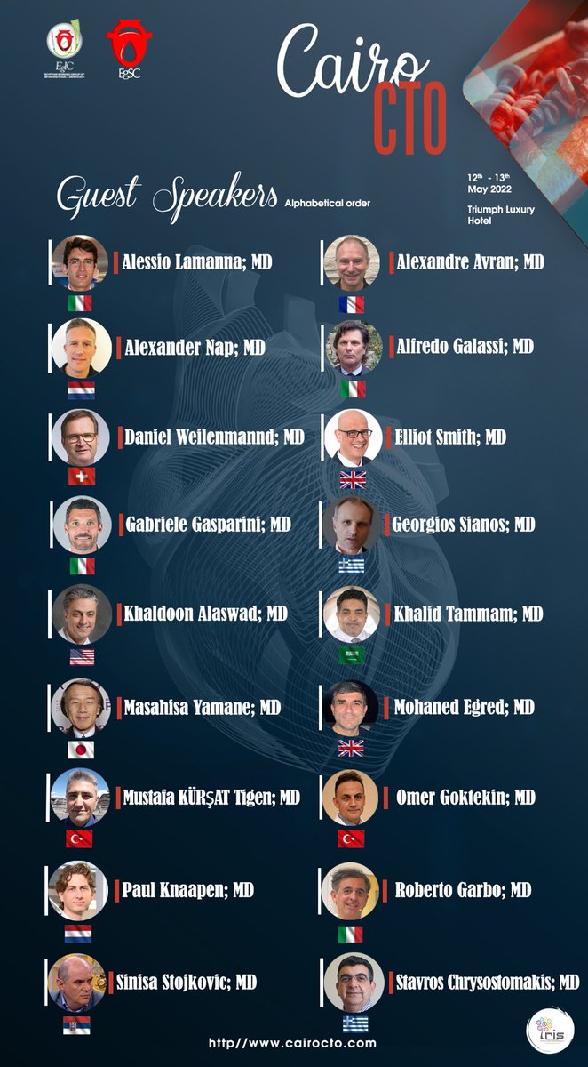 IrisEventsMgt's tweet photo. All what you need to know about CTO PCI, don’t miss the chance to meet and network with world renowned figures on the field of complex cardiac interventions, all in one place next weekend #Cairo_CTO
#EGSC
#qualityscience
#cairocto
#Iris https://t.co/lD5Z7d9KPq